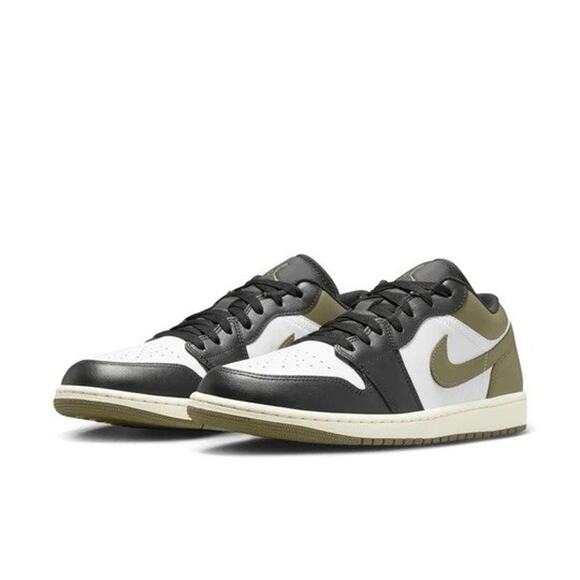 NEW Nike Air Jordan 1 Low Black Toe Medium Olive 553558-092 Men's Size Multi - Picture 1 of 7